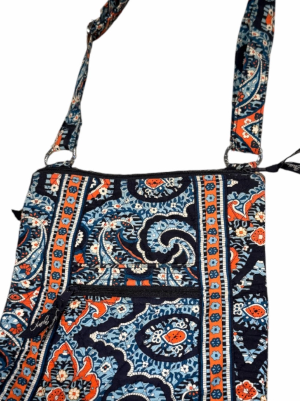 Vera Bradley Patterned Marrakesh pattern Navy and Orange Crossbody Shoulder Bag